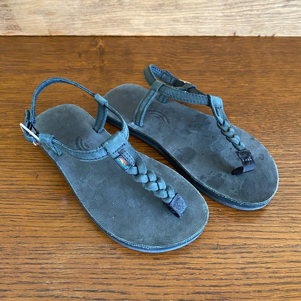 Rainbow Kid’s T-Street Black Leather Sandal - 13/1